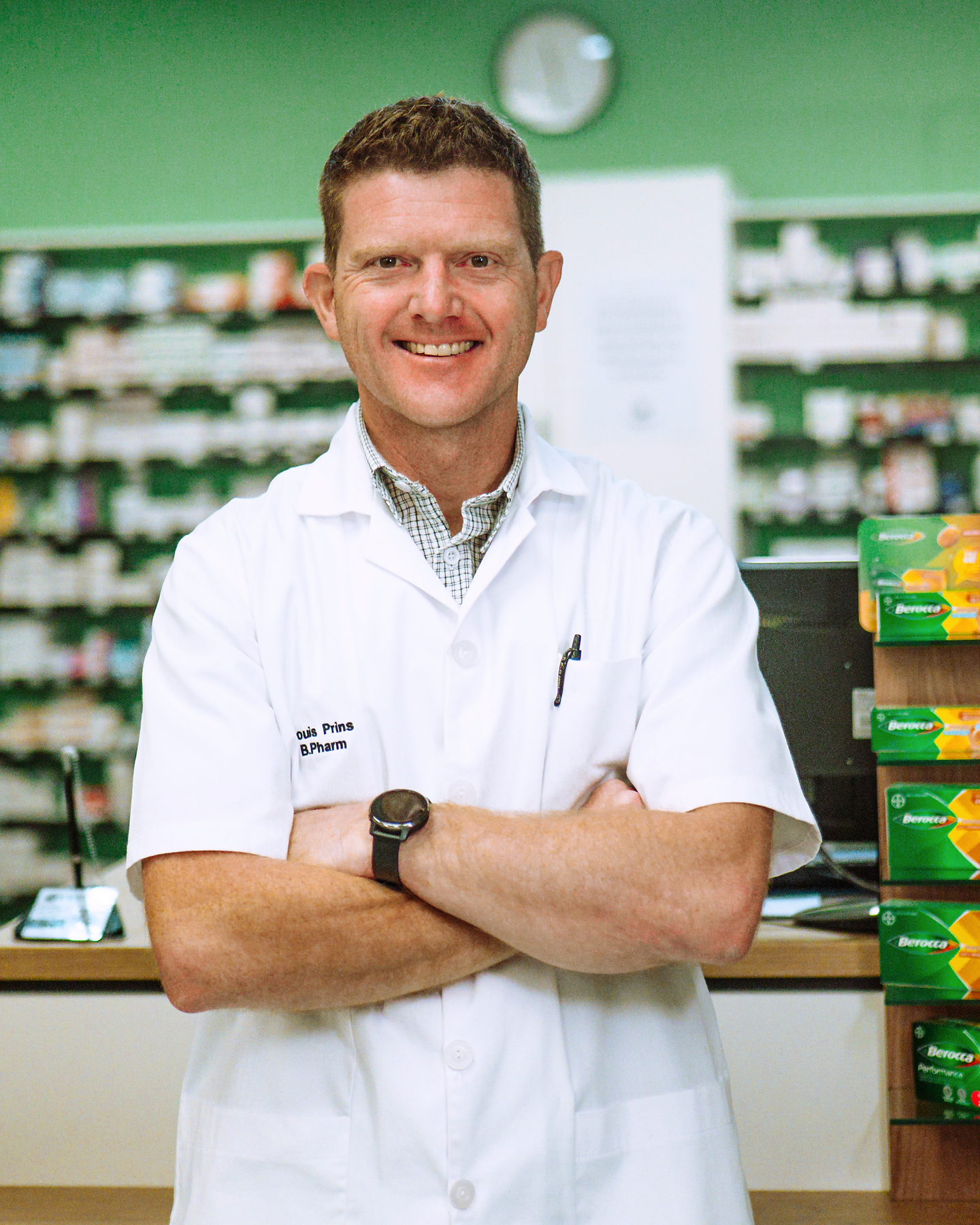 Louis, co-owner and responsible pharmacist at Pionierspark Pharmacy
